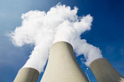 cooling towers of a nuclear power plant