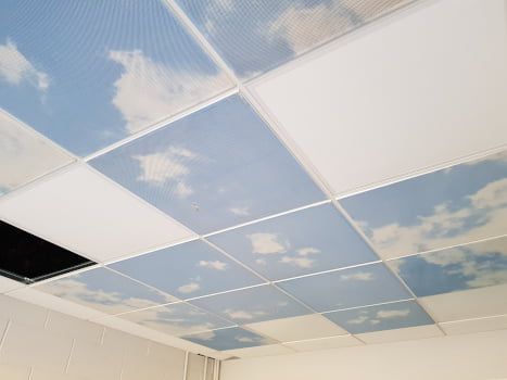 ceiling tiles with clouds