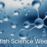 British Science Week text with molecule background