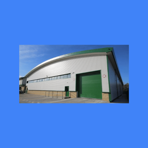 Location grotech warehouse on blue background
