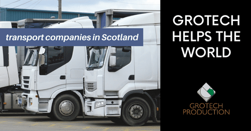 transport-in-scotland grotech helps the world - lorries in a depot