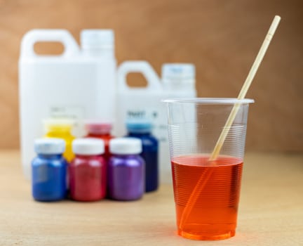 testing dyes in a cup