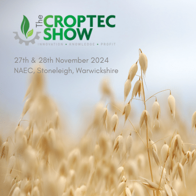 Croptec logo with closeup of arable field