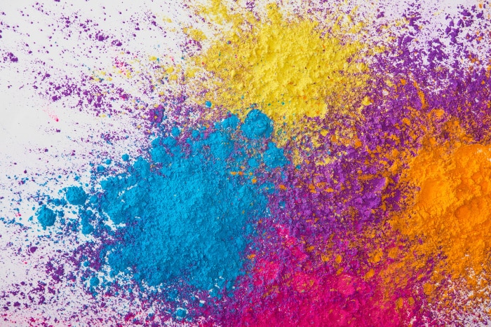 different coloured powders