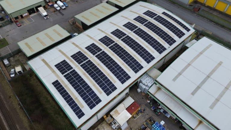 solar panels on the roof of the Grotech building