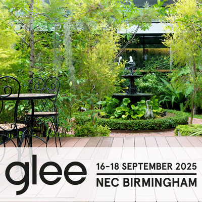 image of a courtyard garden with details of the Glee trade show
