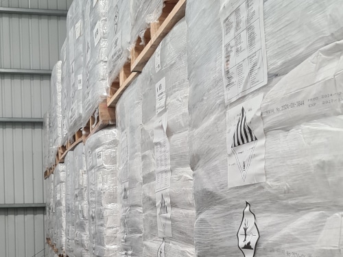 concrete-packing sacks on pallets at grotech