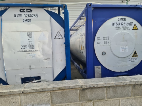 2 bulk tankers outside the grotech building